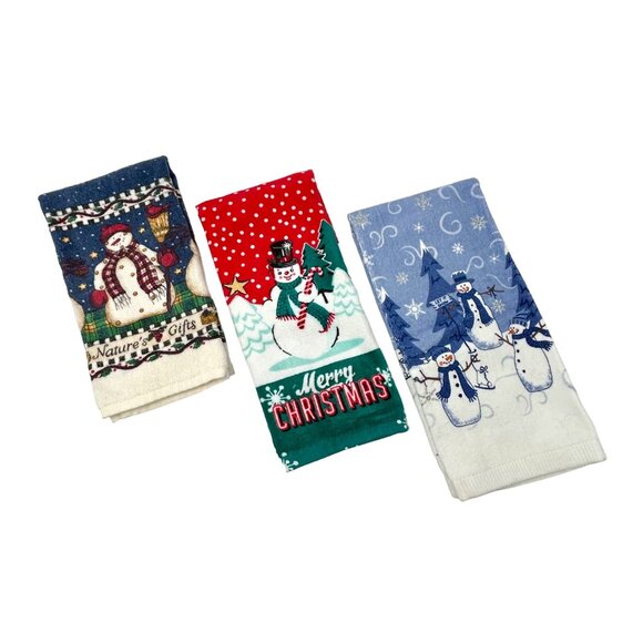 Christmas Kitchen Towels - Snowmen Designs -‎ 3 Towels - Picture 1 of 5